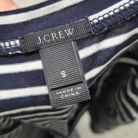 J. Crew Striped Tee Shirt Pleated Hem Short Sleeve Top Nautical Size S - Picture 2 of 6